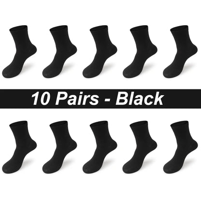 Bamboo Fiber Men's Socks 10Pairs Black Business Soft Breathable Long High Quality  Autumn for New Male Sock Plus Size 39-48