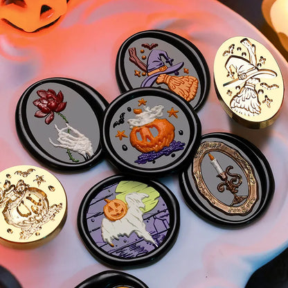 Halloween Stamp Copper Head Wax Seal Skeleton Ghost Pumpkin Witch Sealing Tool DIY Scrapbooking Envelope Invitation Card Decor