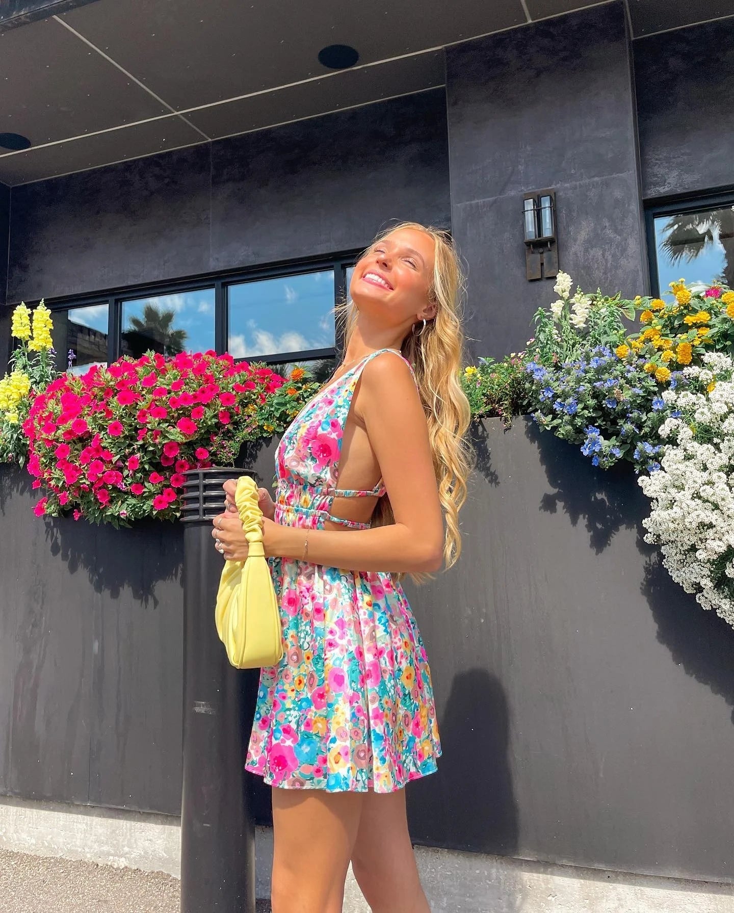 New Women Elegant Floral Printed Mini Dress Sleeveless V Neck Backless Flower Print Summer Club Party Dress Hot Sale S-XL