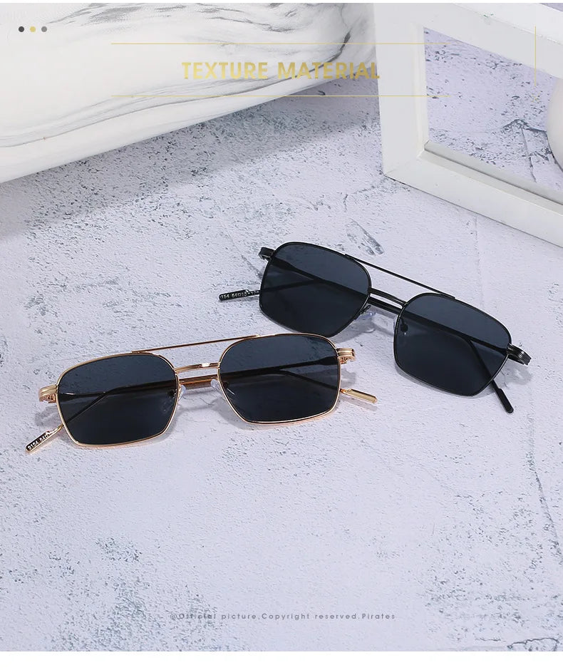 Dropshipping Fashion Square Sunglasses Men Women Metal Sun Glasses Retro Sun Glasses Vintage High Quality Gafas Oculos De Sol