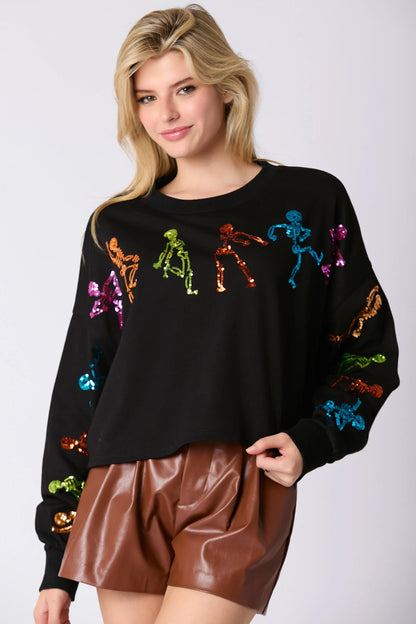 Glitter Patchwork Hoodies Vintage Tshirt Harajuku Slim Long Sleeve Streetwear Women Clothes Halloween Tee Top Autumn Winter