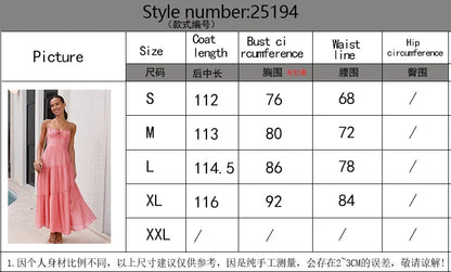 European And American Women's New Spliced Suspender Long Backless Tie Big Swing Dress With Lining