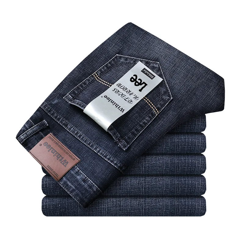 2024 Wthinlee Men's Casual Fashion New Elastic Jeans Pants Work Jeans Classic Men's Fashion Brand Versatile Clothing Blue Black