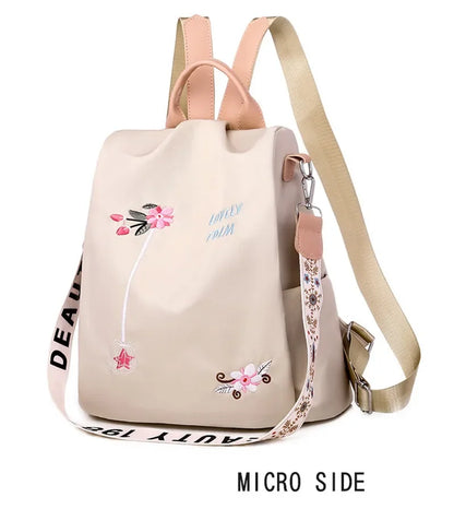 Waterproof Oxford Embroidery Women Backpack Fashion Anti-theft Large Capacity Female Travel Casual Backpacks School Laptop Bag