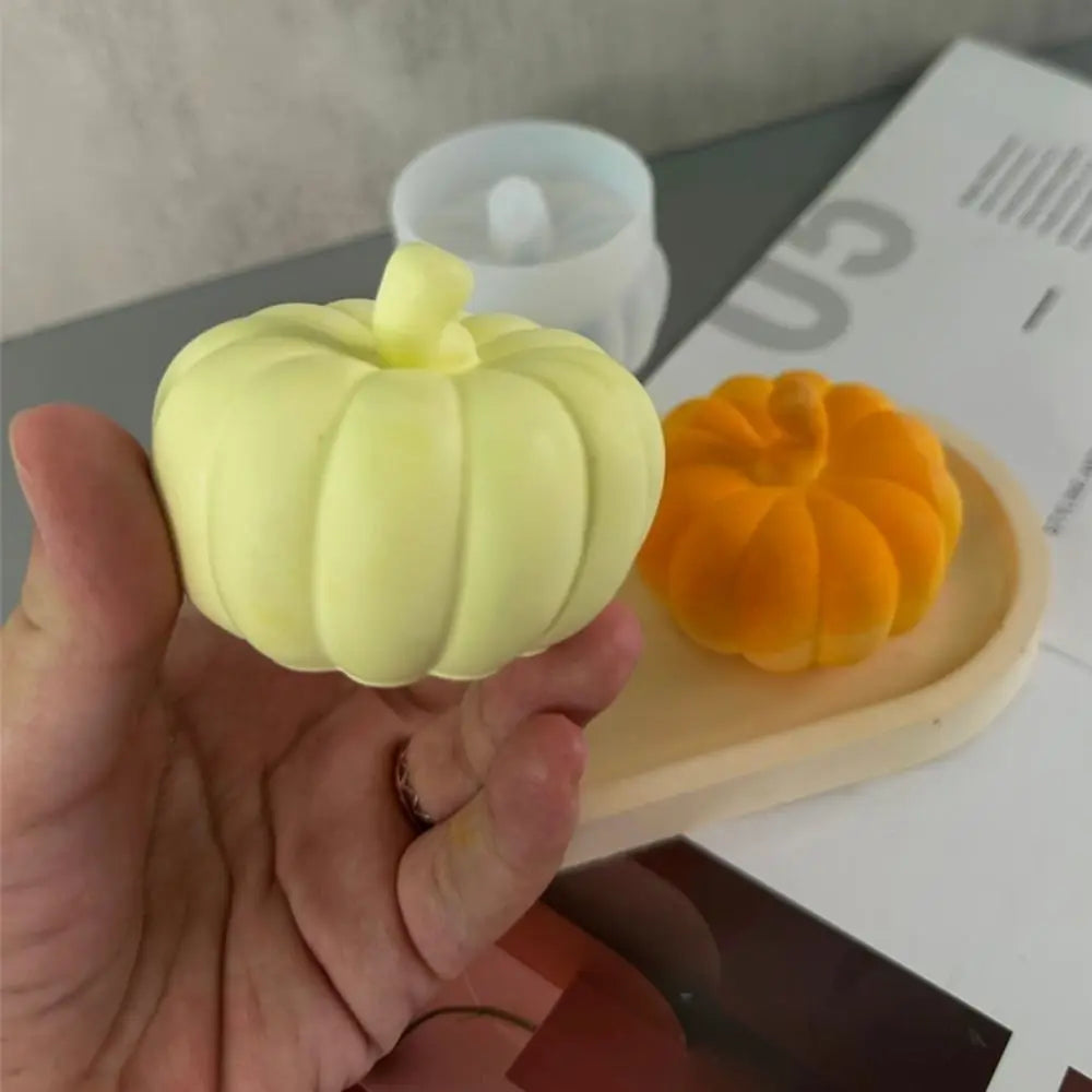DIY Silicone Pumpkin Candle Mold white 3D Pumpkin Mould Smooth Pumpkin Soap Mold Halloween