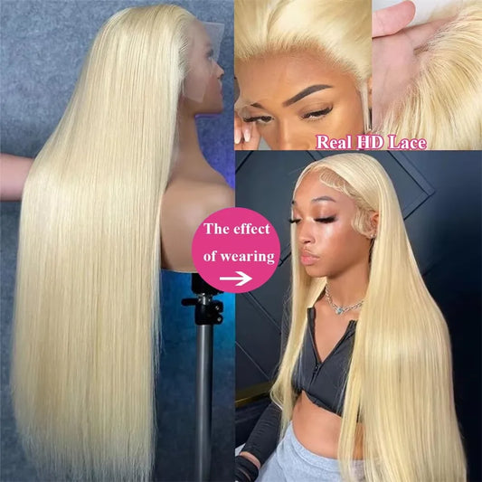 13x4 13x6 HD Transparent 613 Blonde Lace Frontal Human Hair Wigs 613 Color Wig Brazilian Bone Straight Lace Front Human Hair Wig