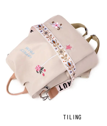 Waterproof Oxford Embroidery Women Backpack Fashion Anti-theft Large Capacity Female Travel Casual Backpacks School Laptop Bag