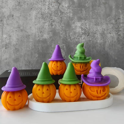Halloween Pumpkin Aroma Candle Silicone Mold DIY Plaster Resin Ornaments Molds Halloween Decoration Candles Making