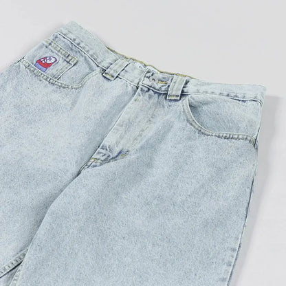 Straight Cotton Loose Embroidered Denim Shorts Men's American Retro Five Pants Summer Loose High Street Skater Pants Y2k Cargo
