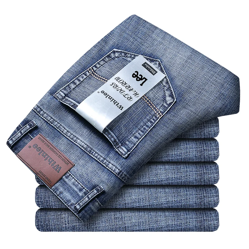 2024 Wthinlee Men's Casual Fashion New Elastic Jeans Pants Work Jeans Classic Men's Fashion Brand Versatile Clothing Blue Black