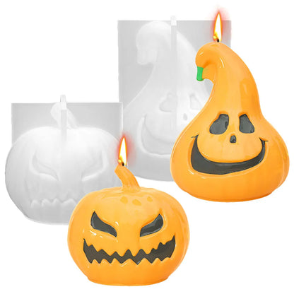 DIY Grimace Squash Silicone Candle Mould Funny Face Cushaw Resin Soap Mold Halloween Party Pumpkin Carriage Chocolate Cake Decor
