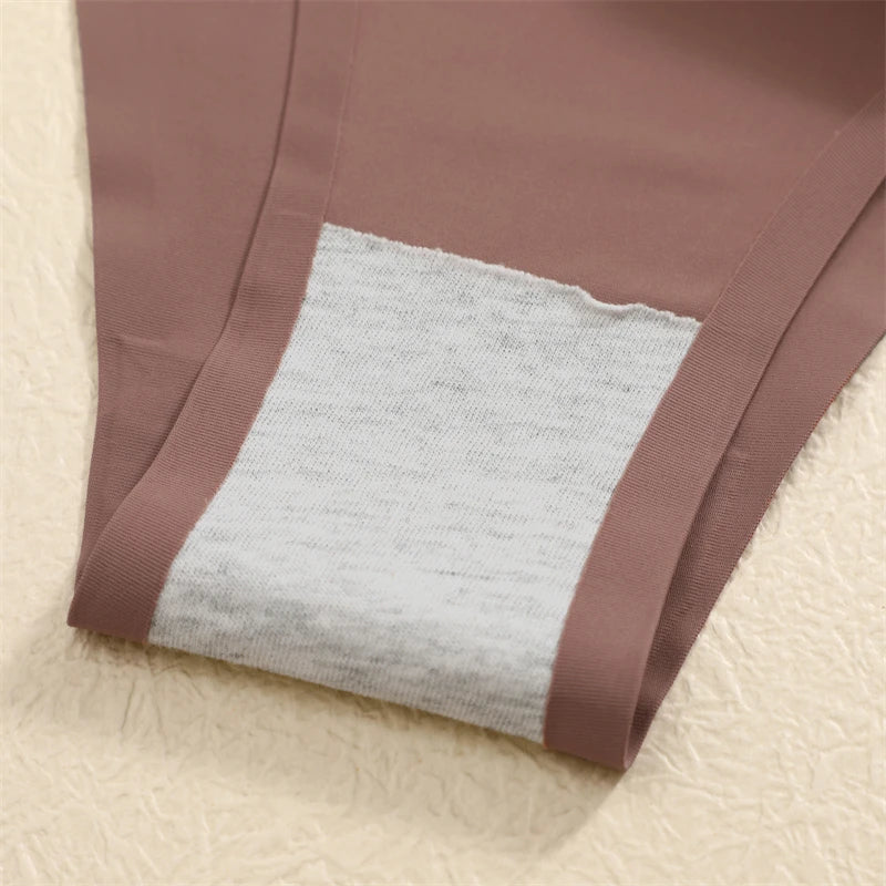5PCS Women Seamless Underpants Ice Silk Thongs Sexy Low Waist Bikini T-back Female Solid Color Traceless G-String Panties XS-XL