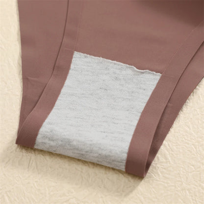 5PCS Women Seamless Underpants Ice Silk Thongs Sexy Low Waist Bikini T-back Female Solid Color Traceless G-String Panties XS-XL