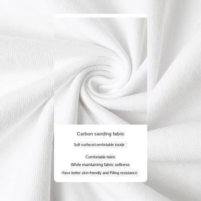 Japanese 320G Heavyweight Short Sleeve T-shirt Men's Summer Pure Cotton Thick Neckline Pure White Half Sleeve T-shirt