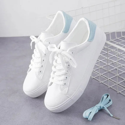 2024 Women Sneakers Fashion Breathble Vulcanized Shoes Pu Leather Platform Shoes White Lace Up Casual Shoes Zapatos Mujer