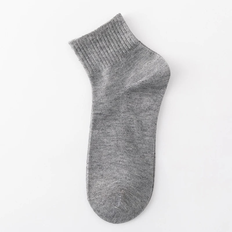 ALLTOOALL 5 Pairs/Lot Men's Solid Color Socks Black White Business Casual Sports Sock Man Cotton Mesh Breathable Short Socks