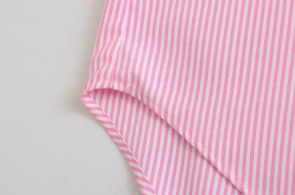 TRAF-Striped Loose Shirts With Pocket for Women, Long Sleeve, Button-up Blouses, Chic Tops, Female Fashion