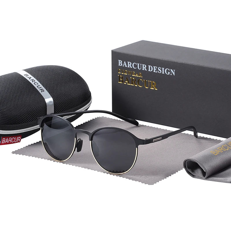 BARCUR Temples Sunglasses Women Polarized Fashion Sun Glasses Driving Round Ladies Sunglass