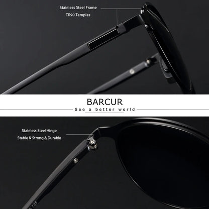 BARCUR Temples Sunglasses Women Polarized Fashion Sun Glasses Driving Round Ladies Sunglass
