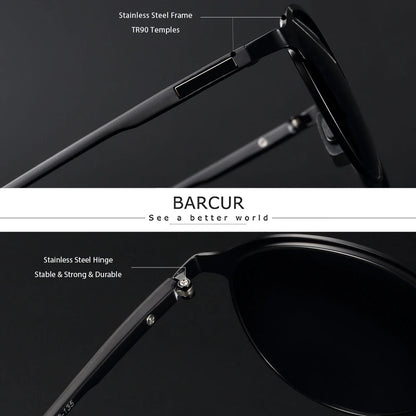 BARCUR Temples Sunglasses Women Polarized Fashion Sun Glasses Driving Round Ladies Sunglass