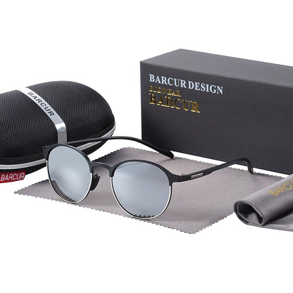 BARCUR Temples Sunglasses Women Polarized Fashion Sun Glasses Driving Round Ladies Sunglass