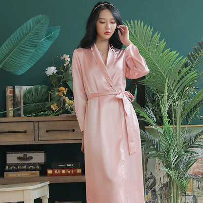 Lapel Long Nightgown