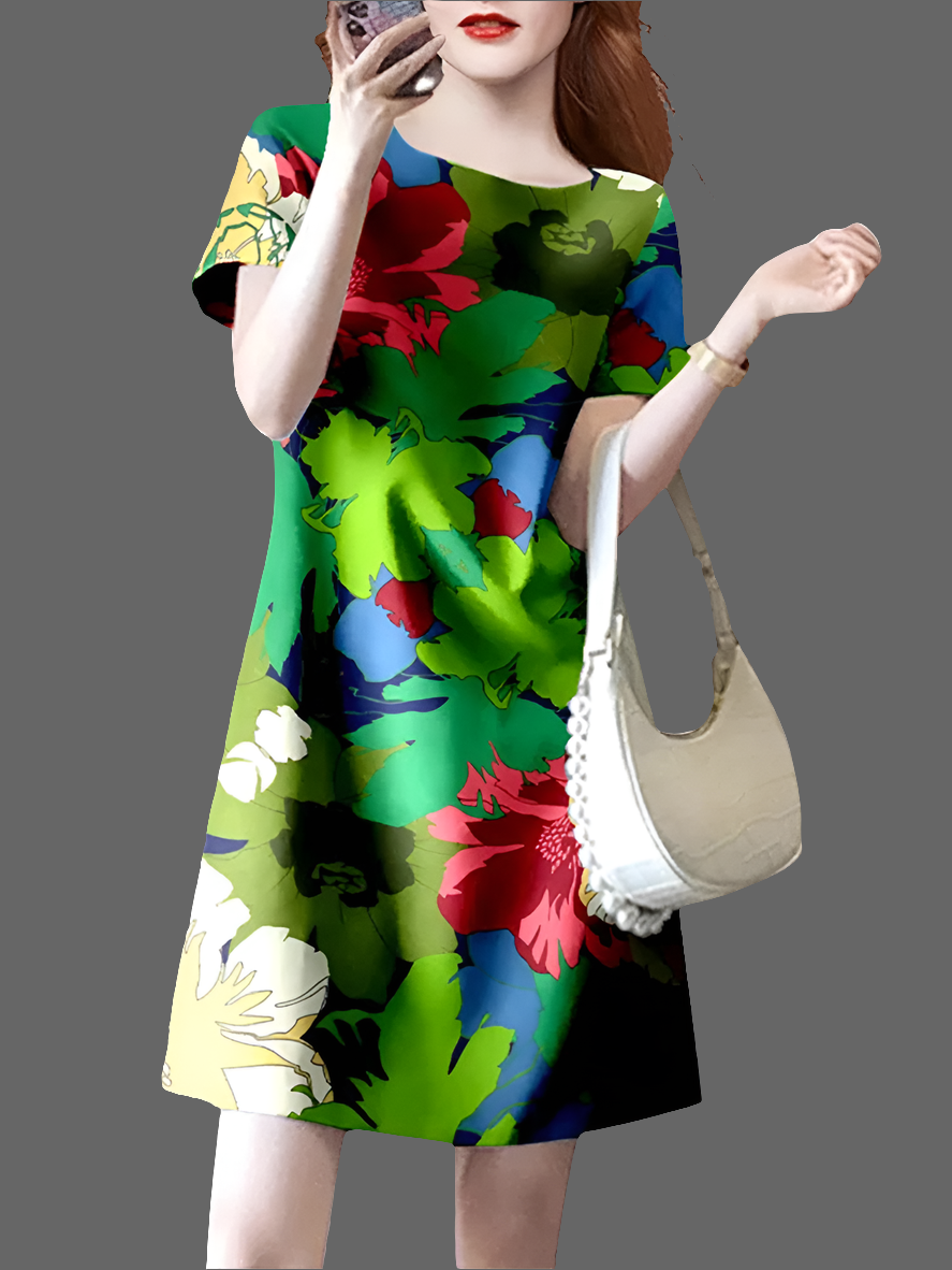 2024 ZANZEA Fashion Summer Bohemian O Neck Short Sleeve Flroal Printed Knee-length Dress Women  Holiday Sundress Party Vestido