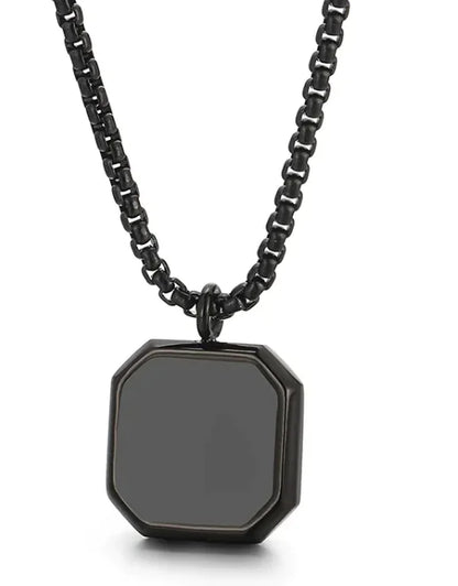 Square Mirror Drop Oil Pendant Simple Stylish Glossy Photo Frame Necklace