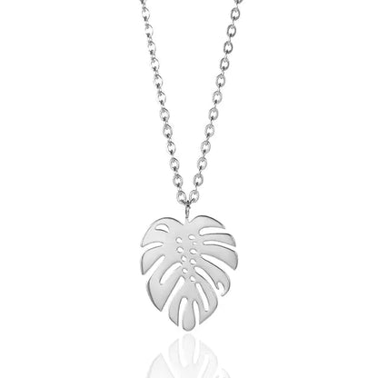 Hawaii Style Summer Collar Stainless Steel Palm Leaf Necklaces