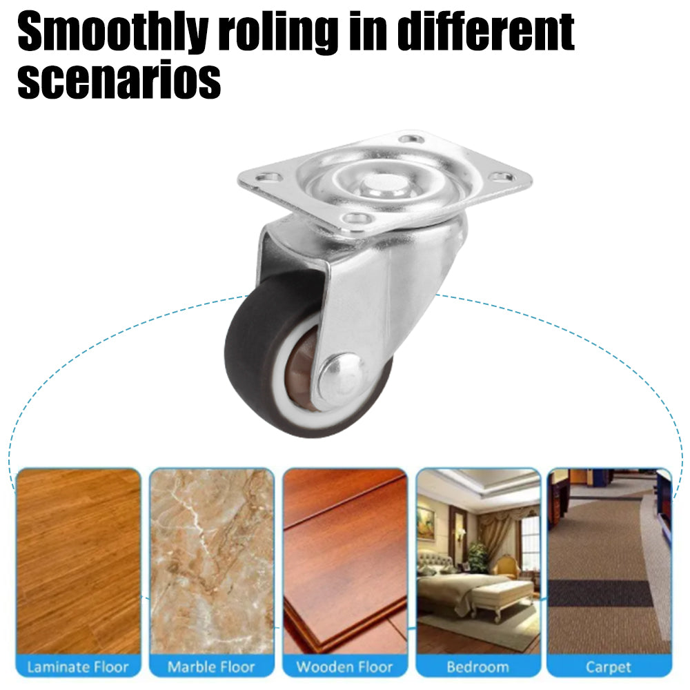 4Pcs Furniture Caster For Platform Trolley Chair Accessory Swivel Caster Universal 1/2 inches Soft Rubber Wheel 360°