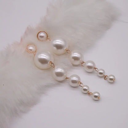 Multiple Imitation Pearls Long Earrings