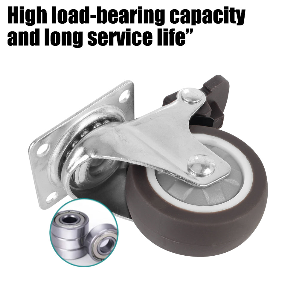 4Pcs Furniture Caster For Platform Trolley Chair Accessory Swivel Caster Universal 1/2 inches Soft Rubber Wheel 360°