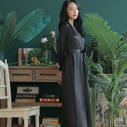 Lapel Long Nightgown