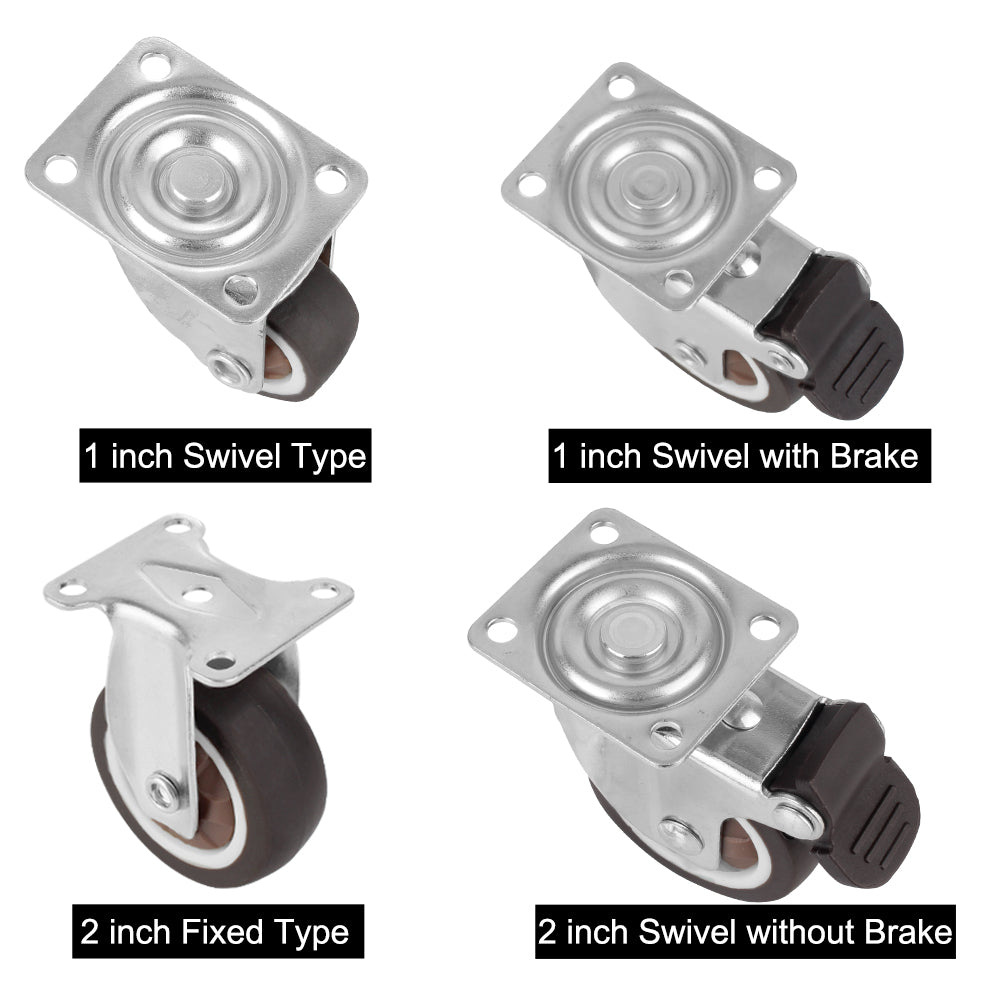 4Pcs Furniture Caster For Platform Trolley Chair Accessory Swivel Caster Universal 1/2 inches Soft Rubber Wheel 360°
