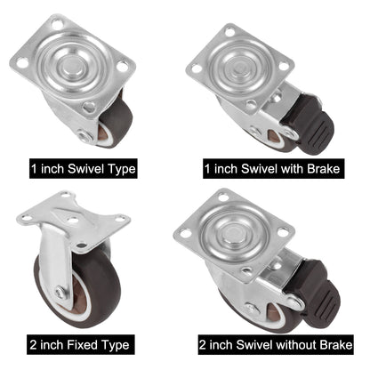 4Pcs Furniture Caster For Platform Trolley Chair Accessory Swivel Caster Universal 1/2 inches Soft Rubber Wheel 360°