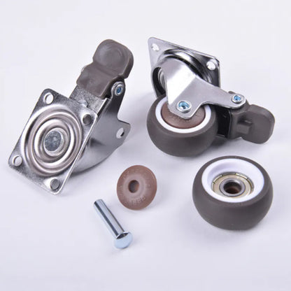 4Pcs Furniture Caster For Platform Trolley Chair Accessory Swivel Caster Universal 1/2 inches Soft Rubber Wheel 360°