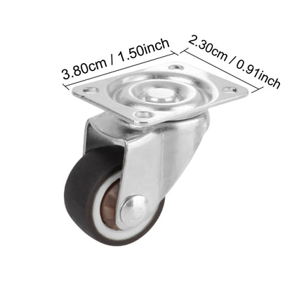 4Pcs Furniture Caster For Platform Trolley Chair Accessory Swivel Caster Universal 1/2 inches Soft Rubber Wheel 360°